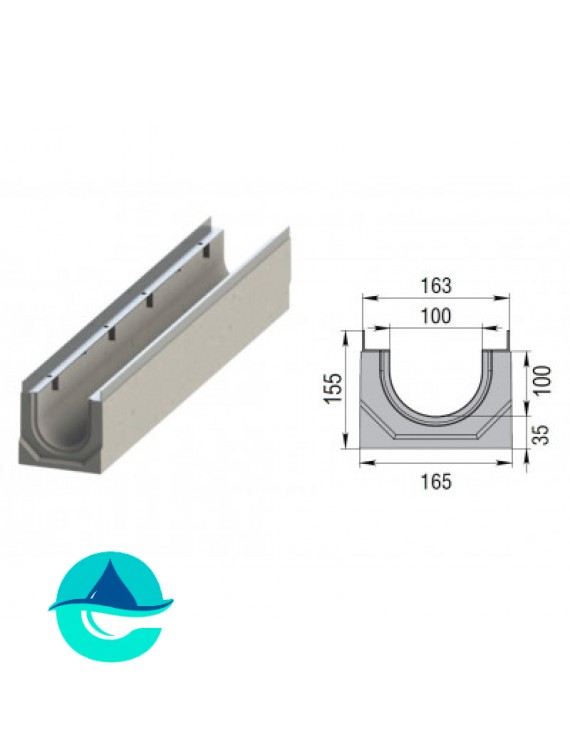 Лоток бетонный водоотводный ЛВК М Sir 100 № 0/0