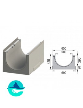 Лоток бетонный водоотводный ЛВК ВМ Sir 500 № 0/05