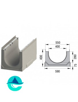 Лоток бетонный водоотводный ЛВК ВМ Sir 400 № 0/0
