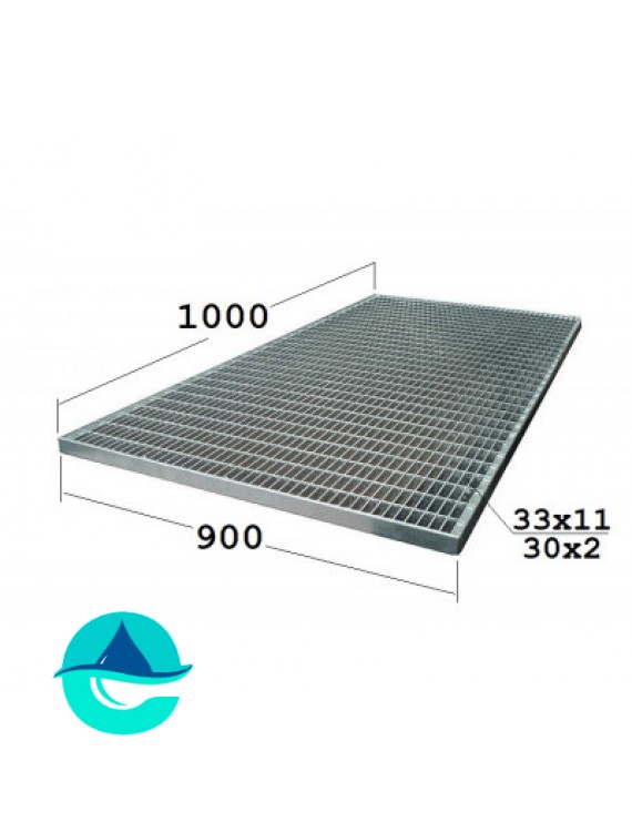 P 900х1000 30/2 33х11 Zn стальная придверная грязезащитная решетка (решетчатый прессованный оцинкованный настил)