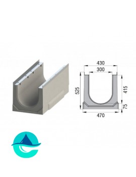 Лоток бетонный водоотводный ЛВК ВМ Sir 300 № 15/0