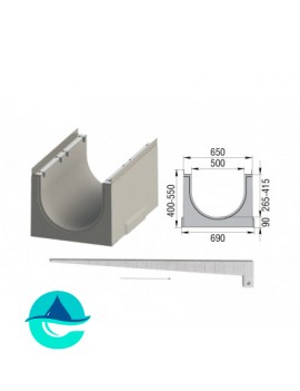 Лоток бетонный водоотводный ЛВК ВМ Sir 500 с уклоном № 01...20