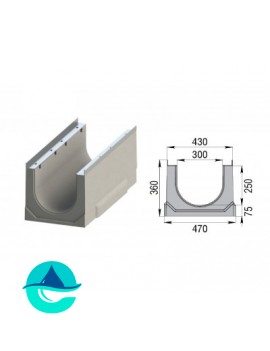 Лоток бетонный водоотводный ЛВК ВМ Sir 300 № 0/010