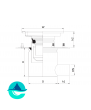 Трап мини 200х200 с горизонтальным выпуском ∅ 50мм двухкорпусный с фланцами под гидроизоляцию