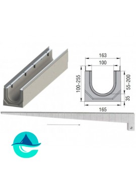 Лоток бетонный водоотводный ЛВК М Sir 100 с уклоном № 01...20