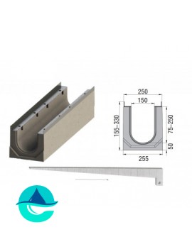 Лоток бетонный водоотводный ЛВК ВМ Sir 150 с уклоном № 01...20