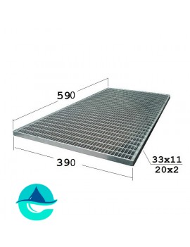 P 390х590 20/2 33х11 Zn стальная придверная грязезащитная решетка (решетчатый прессованный оцинкованный настил)