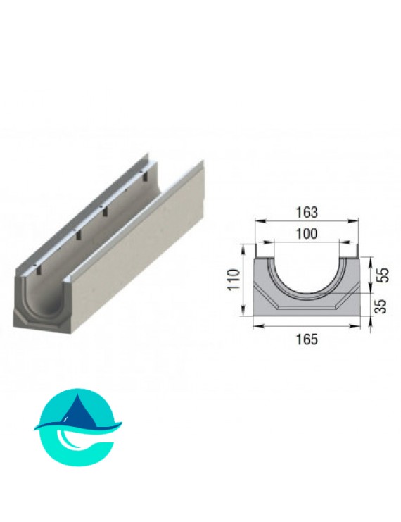 Лоток бетонный водоотводный ЛВК М Sir 100 № 0