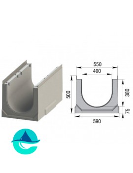 Лоток бетонный водоотводный ЛВК ВМ Sir 400 № 20/0