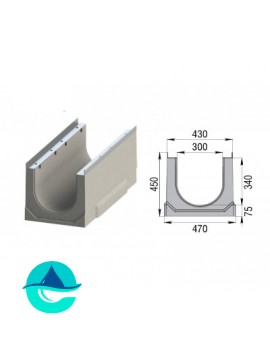 Лоток бетонный водоотводный ЛВК ВМ Sir 300 № 0/0