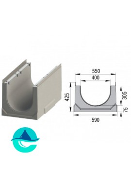 Лоток бетонный водоотводный ЛВК ВМ Sir 400 № 5/0
