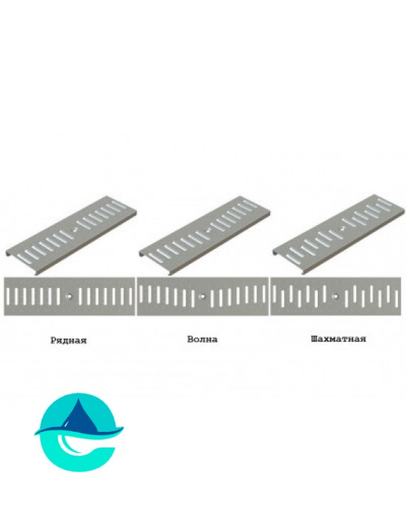 Решетка оцинкованная щелевая Sir 100 рисунок: рядная/ волна/ шахматнный А15