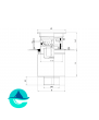 Трап профессиональный 200х200 с вертикальным выпуском ∅110мм двухкорпусный с фланцами под гидроизоляцию