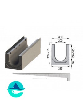 Лоток бетонный водоотводный ЛВК ВМ Sir 200 с уклоном № 01...20