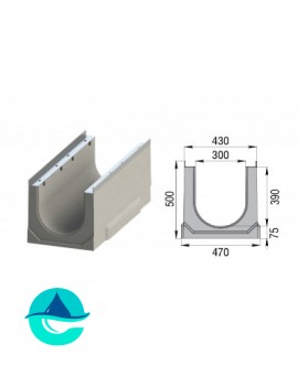 Лоток бетонный водоотводный ЛВК ВМ Sir 300 № 10/0